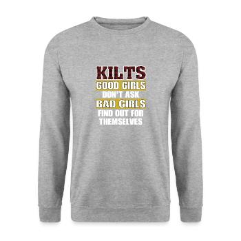 Kilt bonnes filles mauvaises filles Écosse Tartan Day - Sweat-shirt Unisexe - gris chiné - Devant - Alina (178cm) & Michal (187cm)