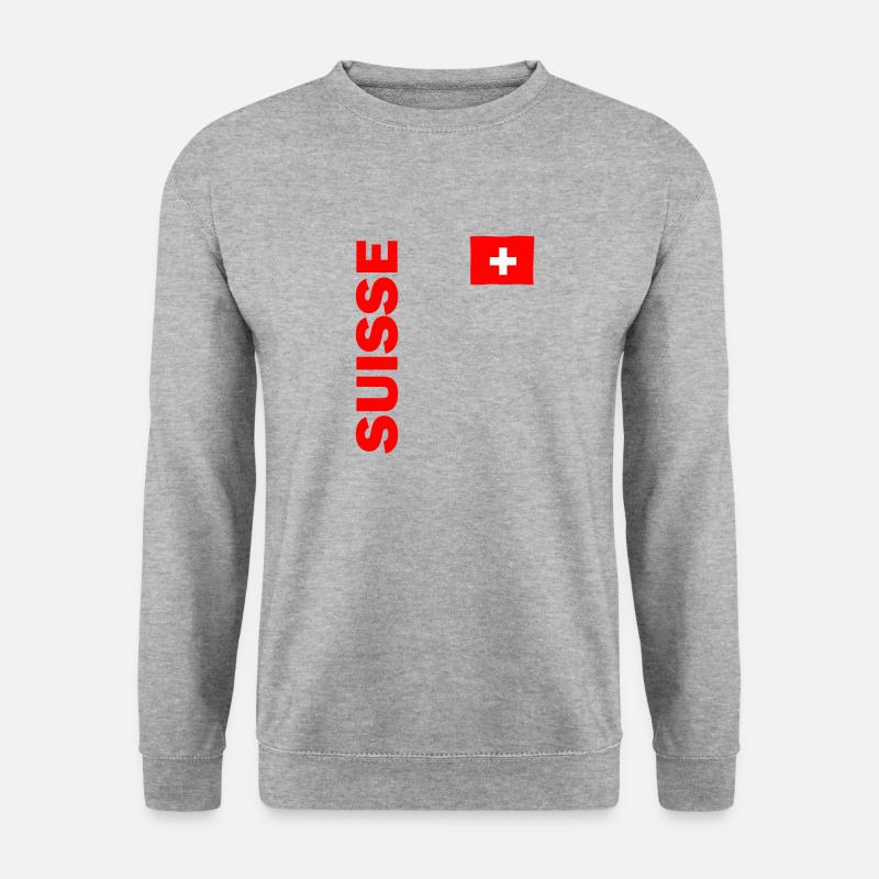 Schweiz Fahne Land Trikot Eishockey Nati Geschenk - Unisex Pullover - Weißgrau meliert