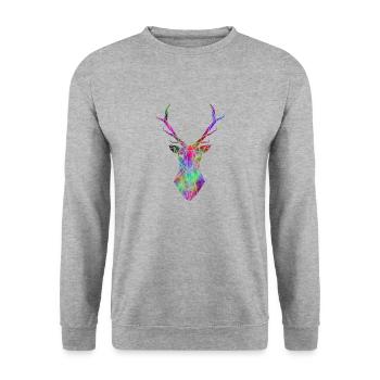 Psychedelic geometric stag - Unisex Sweatshirt - salt & pepper - Front - Alina (178cm) & Michal (187cm)