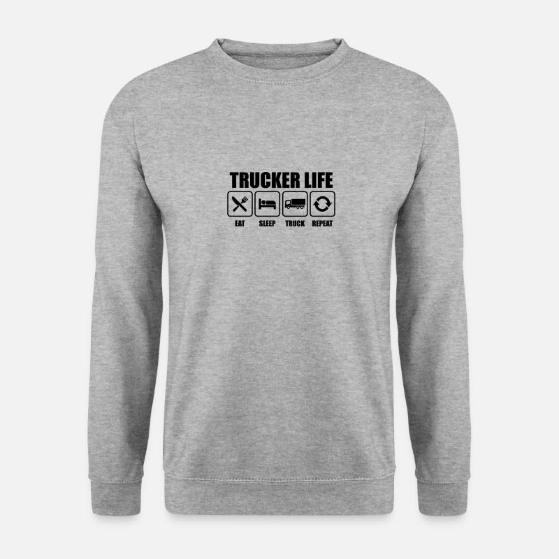 Trucker Fernfahrer - Unisex Pullover - Weißgrau meliert