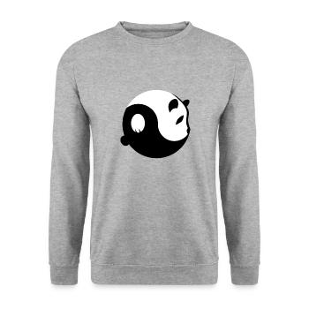 Yin Yang Panda - Unisex Pullover - Weißgrau meliert - Vorne - Alina (178cm) & Michal (187cm)