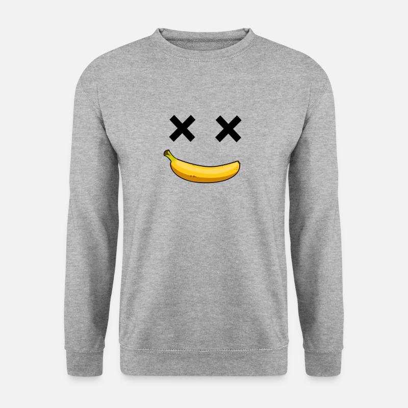 lustiges Banane Smile lach emoji - Unisex Pullover - Weißgrau meliert
