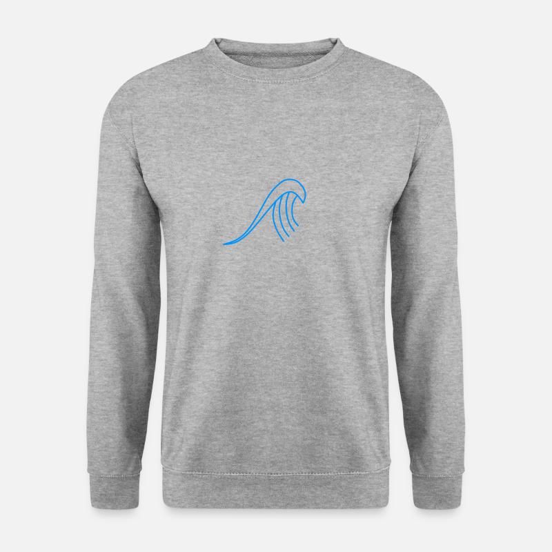 Blaue Welle - Unisex Pullover - Weißgrau meliert