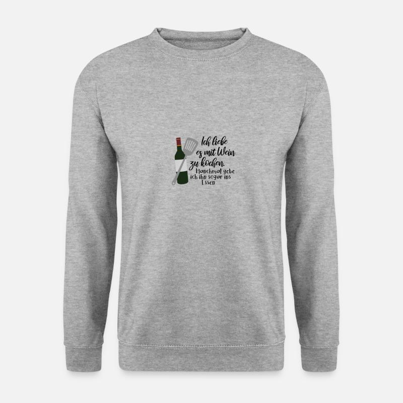 Wein Kochen Essen - Unisex Pullover - Weißgrau meliert