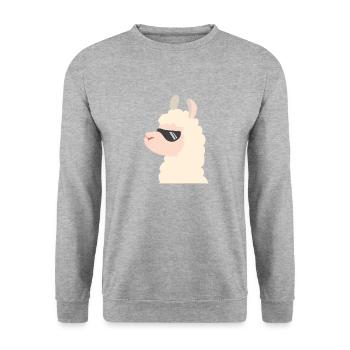 Llama sunglasses Alpaca gift - Unisex Sweatshirt - salt & pepper - Front - Alina (178cm) & Michal (187cm)