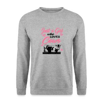 Nur ein Mädchen das Kühe liebt für den Bauernhof - Unisex Pullover - Weißgrau meliert - Vorne - Alina (178cm) & Michal (187cm)