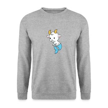 Capricorn Baby Steinbock Baby - Unisex Pullover - Weißgrau meliert - Vorne - Alina (178cm) & Michal (187cm)