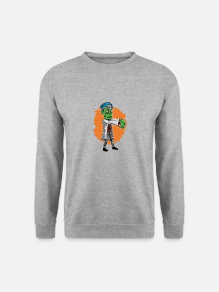 Zombie Arzt Geschenk Zahnarzt Doktor - Unisex Pullover - Weißgrau meliert