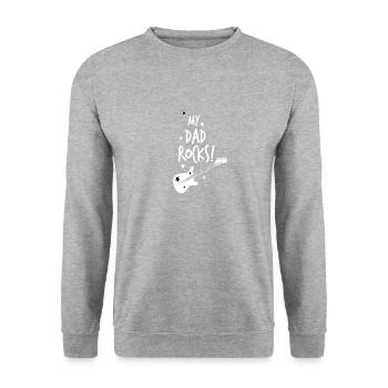 Mein Papa rockt I Gitarre Vater Vatertag Geschenk - Unisex Pullover - Weißgrau meliert - Vorne - Alina (178cm) & Michal (187cm)