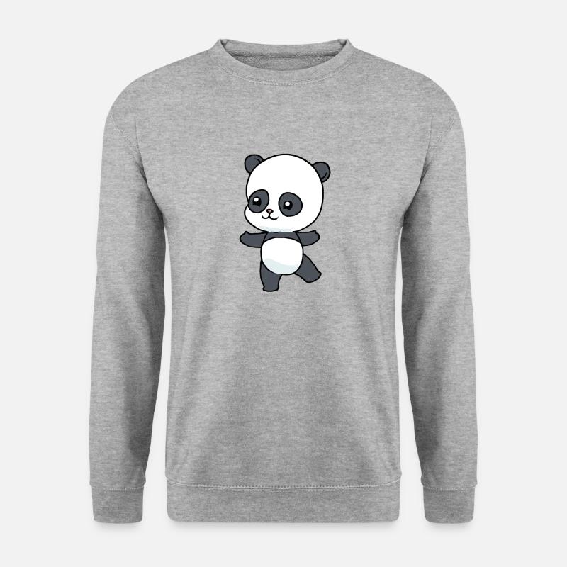 Baby Panda Bär - Unisex Pullover - Weißgrau meliert