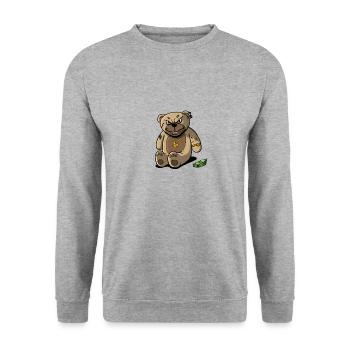 Teddy Stuffed Animal Rich Teddy Bear Wealthy - Unisex Sweatshirt - salt & pepper - Front - Alina (178cm) & Michal (187cm)