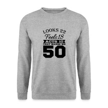 Geburtstag 50 Jahre - Unisex Pullover - Weißgrau meliert - Vorne - Alina (178cm) & Michal (187cm)