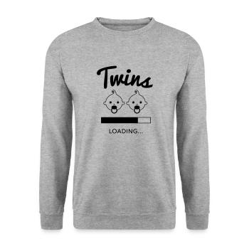Twins Two Baby Boys - Unisex Pullover - Weißgrau meliert - Vorne - Alina (178cm) & Michal (187cm)
