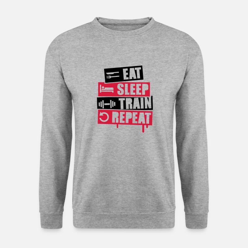 eat_sleep_train_repeat_2_f2 - Unisex Pullover - Weißgrau meliert