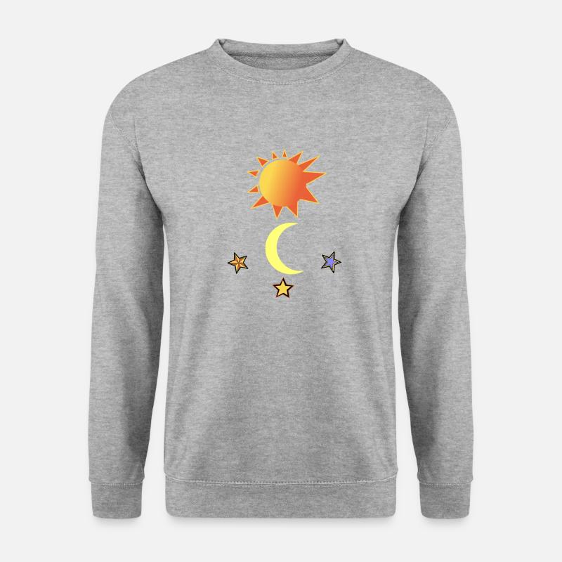 Sonne Mond und Sterne - Unisex Pullover - Weißgrau meliert