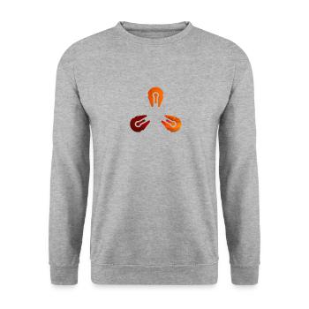 Triple Space Ship Evening Sun - Space and SciFi - Unisex Sweatshirt - salt & pepper - Front - Alina (178cm) & Michal (187cm)