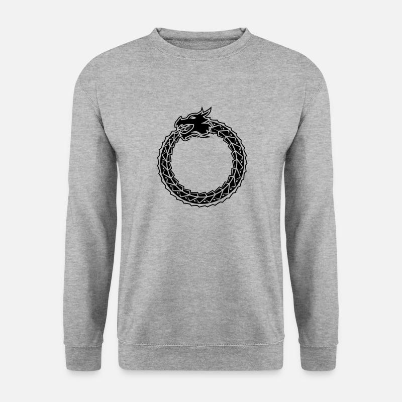 Ouroboros Schlange Bildsymbol Altes Ägypten Drache - Unisex Pullover - Weißgrau meliert