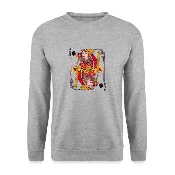 Queen of Spades - Unisex Sweatshirt - salt & pepper - Front - Alina (178cm) & Michal (187cm)