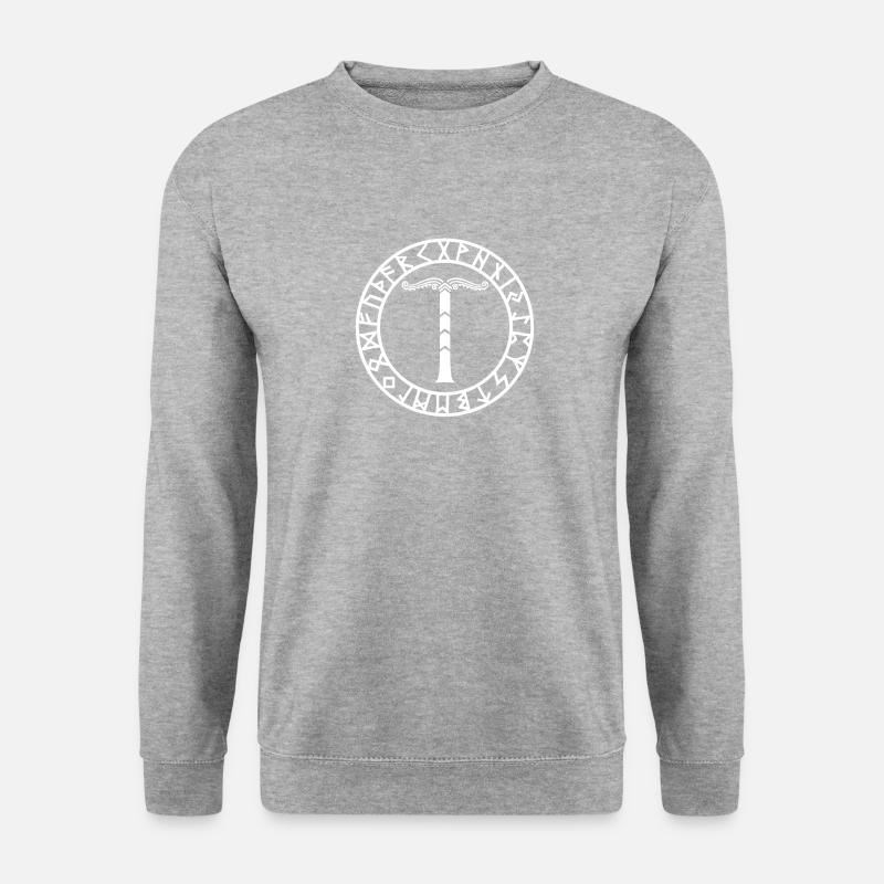 Irminsul im Runenkreis Futhark - Unisex Pullover - Weißgrau meliert