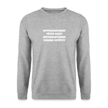 Motorradfahrer töten nicht sie werden getötet - Unisex Pullover - Weißgrau meliert - Vorne - Alina (178cm) & Michal (187cm)