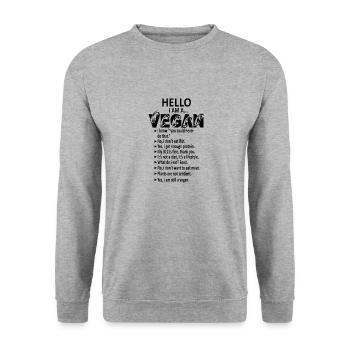 Vegan Statement für Veganer und Veganerin - Unisex Pullover - Weißgrau meliert - Vorne - Alina (178cm) & Michal (187cm)