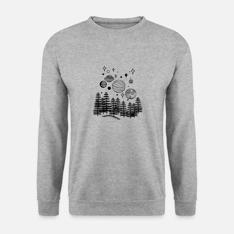 Ciel étoilé nuit forêt planète système solaire - Sweat-shirt Unisexe - gris chiné