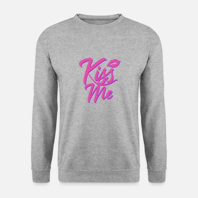 Kiss me - Unisex Pullover - Weißgrau meliert