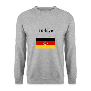 Türkiye Turquie demi-lune turc drapeau allemand - Sweat-shirt Unisexe - gris chiné - Devant - Alina (178cm) & Michal (187cm)