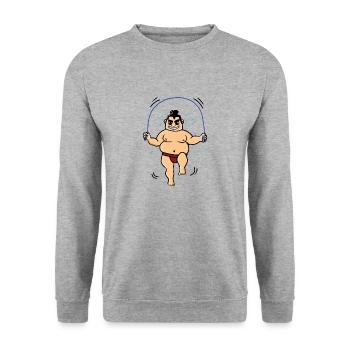 Sweating sumo - sumo wrestler jumping - Unisex Sweatshirt - salt & pepper - Front - Alina (178cm) & Michal (187cm)