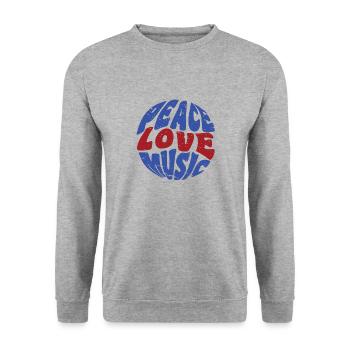 Peace Love Music Hippie Festival Musik - Unisex Pullover - Weißgrau meliert - Vorne - Alina (178cm) & Michal (187cm)