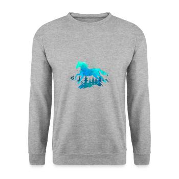 Horse - Unisex Pullover - Weißgrau meliert - Vorne - Alina (178cm) & Michal (187cm)