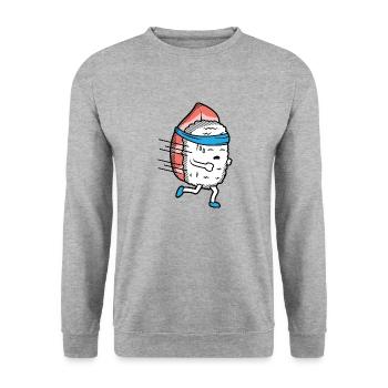 Sushi Running Sport Runner Athlete - Unisex Sweatshirt - salt & pepper - Front - Alina (178cm) & Michal (187cm)