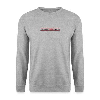 Eat Sleep Braap Repeat, Motocross, Simson Suhl - Unisex Sweatshirt - salt & pepper - Front - Alina (178cm) & Michal (187cm)