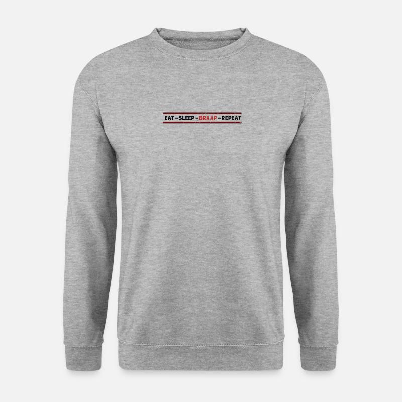 Eat Sleep Braap Repeat, Motocross, Simson Suhl - Unisex Pullover - Weißgrau meliert