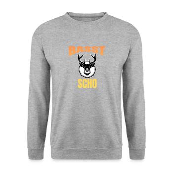 Basst scho ! - Sweat-shirt Unisexe - gris chiné - Devant - Alina (178cm) & Michal (187cm)
