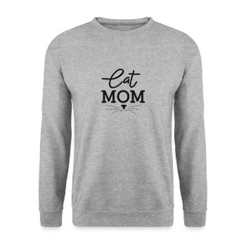 Cat mom - Unisex Pullover - Weißgrau meliert - Vorne - Alina (178cm) & Michal (187cm)