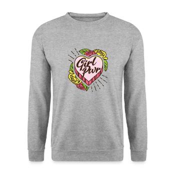 Soirée chérie fille Pwr girl power girl - Sweat-shirt Unisexe - gris chiné - Devant - Alina (178cm) & Michal (187cm)