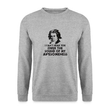Beethoven Spruch Lustig Ludwig Geschenk Musik - Unisex Pullover - Weißgrau meliert - Vorne - Alina (178cm) & Michal (187cm)