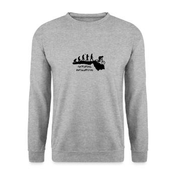 Evolution naturelle du vélo de montagne - Sweat-shirt Unisexe - gris chiné - Devant - Alina (178cm) & Michal (187cm)