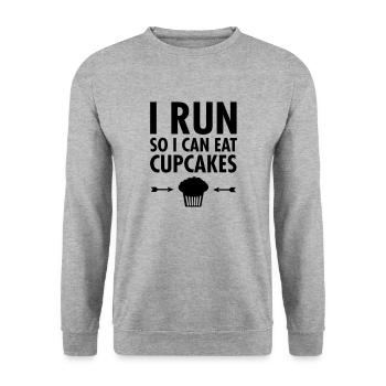 I Run So I Can Eat Cupcakes - Unisex Pullover - Weißgrau meliert - Vorne - Alina (178cm) & Michal (187cm)
