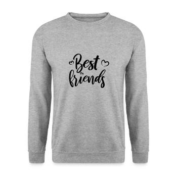 Beste Freunde BFF - Unisex Pullover - Weißgrau meliert - Vorne - Alina (178cm) & Michal (187cm)