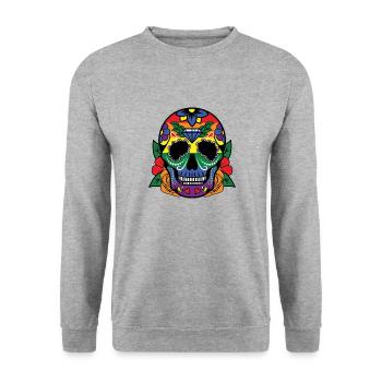 LGBT Sugar Skull Gay Pride Mariage homosexuel gay - Sweat-shirt Unisexe - gris chiné - Devant - Alina (178cm) & Michal (187cm)