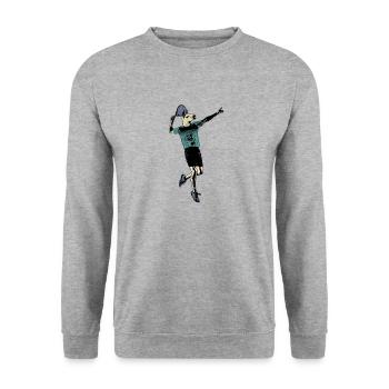 Llama Tennis - Unisex Pullover - Weißgrau meliert - Vorne - Alina (178cm) & Michal (187cm)