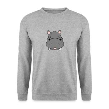 hippo - Unisex Sweatshirt - salt & pepper - Front - Alina (178cm) & Michal (187cm)
