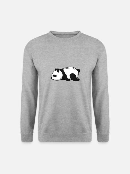 sleep Panda Müder Schlafender Panda Nope - Unisex Pullover - Weißgrau meliert
