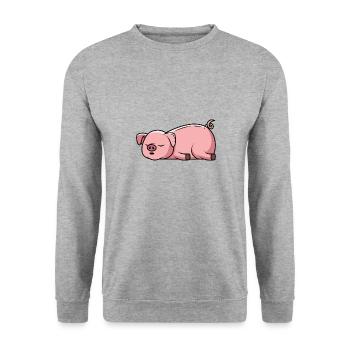 Sleep Pig Sleep Tired pig lazy pig Nope - Unisex Sweatshirt - salt & pepper - Front - Alina (178cm) & Michal (187cm)