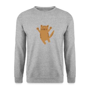 chat - Sweat-shirt Unisexe - gris chiné - Devant - Alina (178cm) & Michal (187cm)
