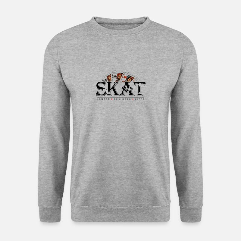 Skat Kartenspiel - Unisex Pullover - Weißgrau meliert