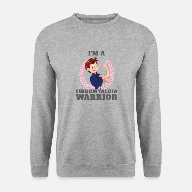 Ich bin ein Fibromyalgie-Krieger FM Bewusstseins-Geschenk-Geschenk - Unisex Pullover - Weißgrau meliert