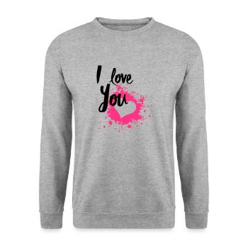 I Love You - Sweat-shirt Unisexe - gris chiné - Devant - Alina (178cm) & Michal (187cm)